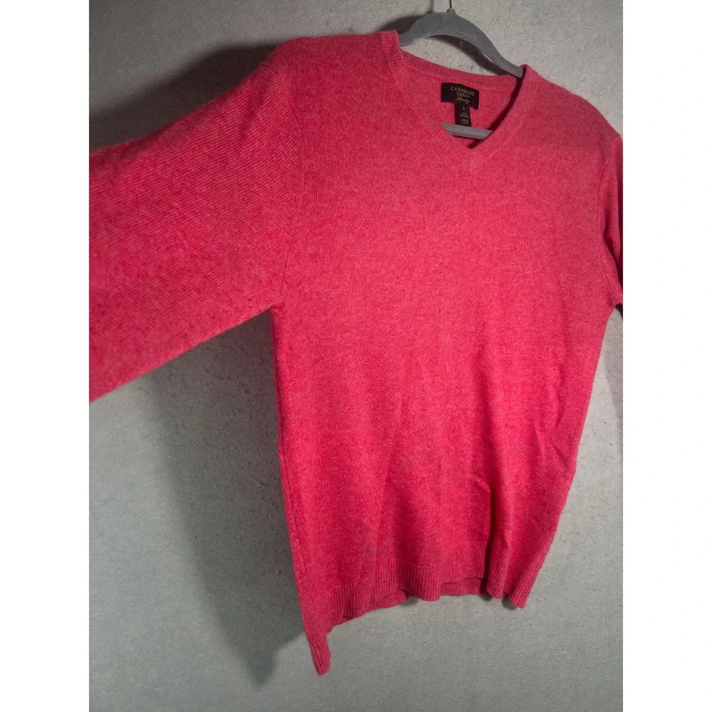 Club Room Luxury Mens Pink 100% Cashmere V-Neck Pullover Sweater Size Small